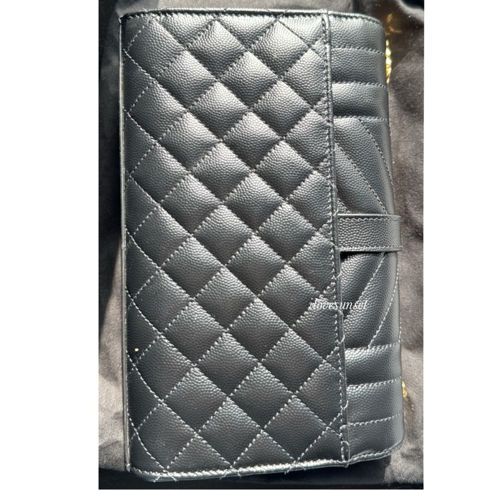 {SAINT LAURENT} YSL Grain De Poudre Tri-Quilt Small College Monogram Satchel - Picture 7 of 10